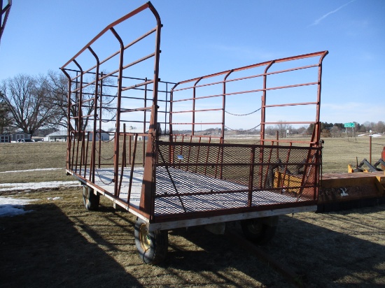 9' x 16' Metal bale wagon w/running gear