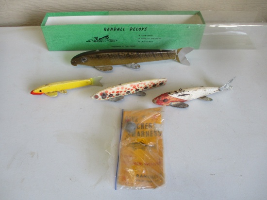 4 Randall fish decoys, 1 w/box