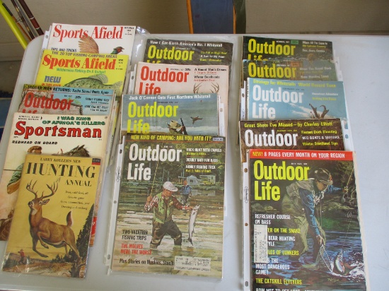 Assrt of 1960's & 1970's Outdoor life, sports Afield, Sportsman magazines