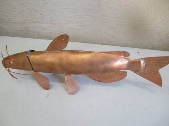 Copper catfish signed by maker