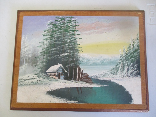 Al Mohler winter scene painting on board