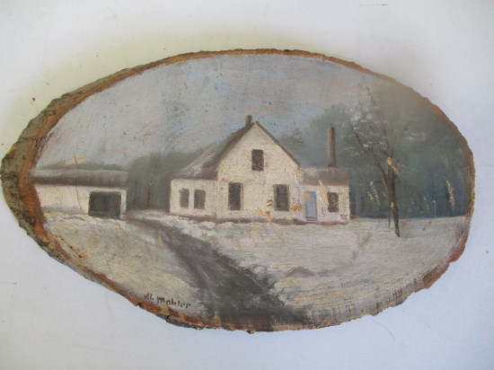 Al Mohler painting on log slab