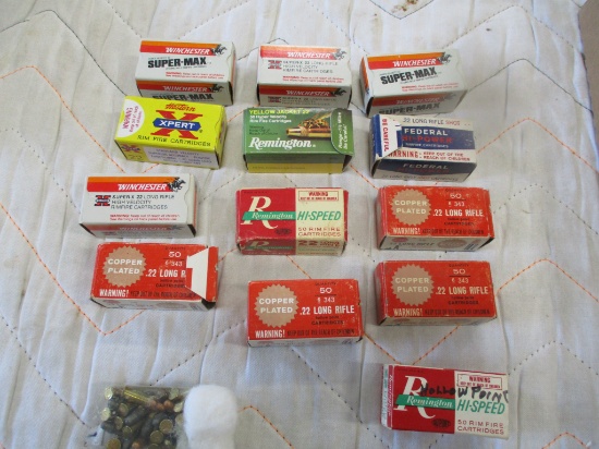 13 Boxes of 22 Cal ammo majority are full