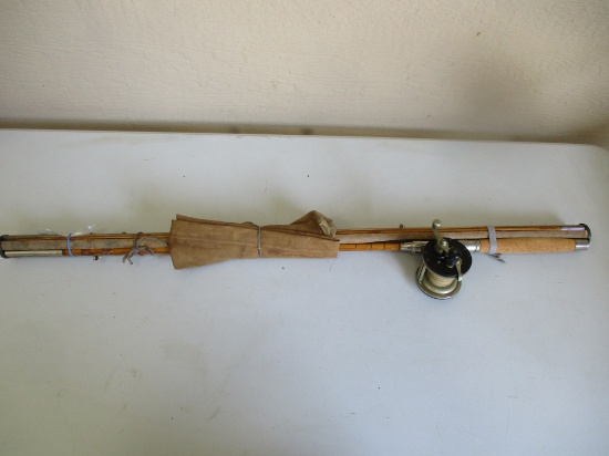 9 Ft. Bamboo casting rod & Pflueger interocean reel