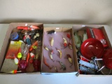 3 Boxes of misc fishing tackle & related