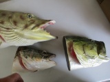 Fiberglass fish heads, musky, walleye, bass