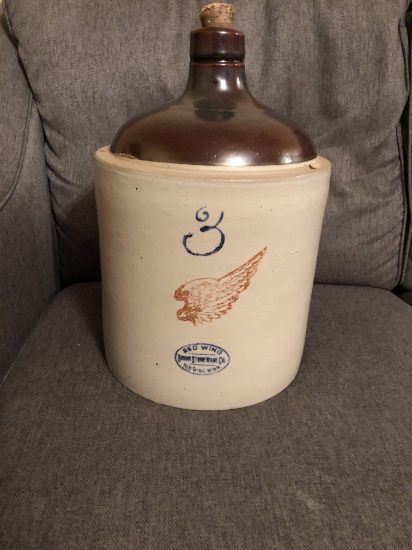 3 Gal brown top shoulder jug, small bottom chip