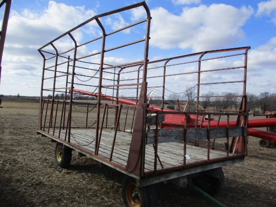 9' x 16' Metal bale wagon w/JD 1065A running gear