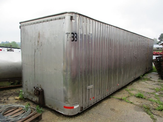 Alum 30' semi trailer, used as staorage shed, no wheels