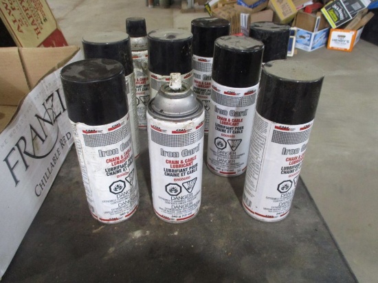 8 Cans of chain and cable lubricant