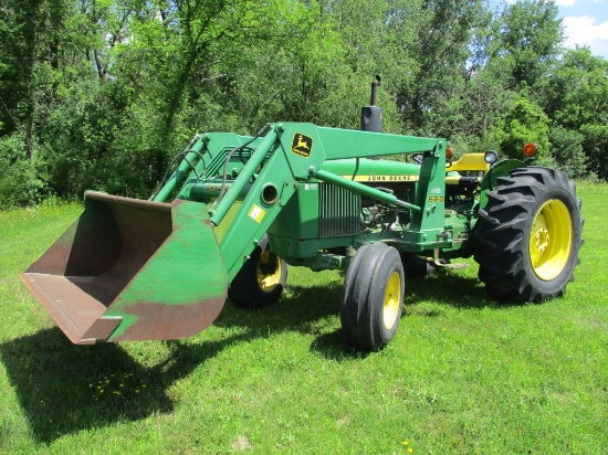 John Deere 2440 Dsl. 6,379 Hrs. showing, JD 620 Hyd loader, 72" bucket, 3pt. dual Hyd. PTO, 16.9-28