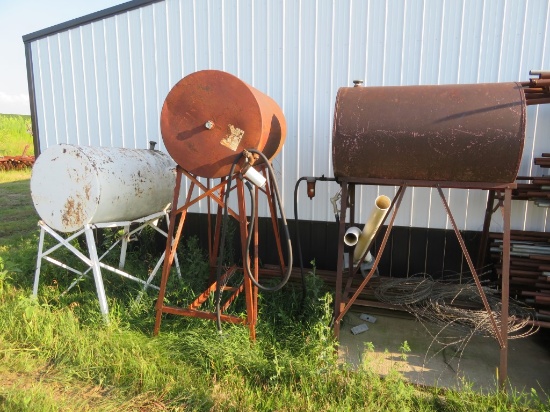 250 Gallon Fuel Barrels On Stands.