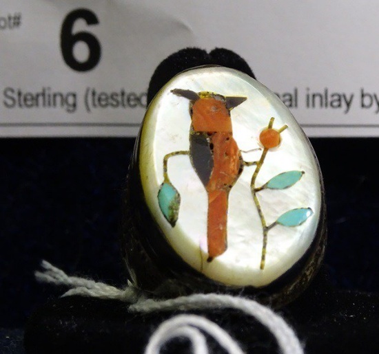 Sterling* Ring Cardinal inlay by RB 33g Navajo