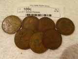 Lot Of 7 British Pennies