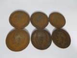6 Great Britain Large Pennies