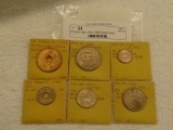 6 Coins 1951,1952,1969 Island Coins