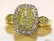 10 KT Gold Diamond Ring White & Canary Diamonds