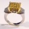 18KT GOLD Fancy Ring Diamonds and Yellow Stone