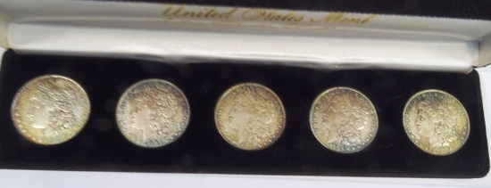 5 SILVER Morgan Dollars 1883O,1884,1885,1897S,1898