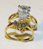 14KT Ring 1.46 Pear Shaped Carats Diamond & Band