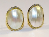 14KT Gold Earrings w/Mother Of Pearl