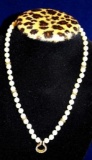 14KT GOLD & Pearl Necklace w/ Diamonds