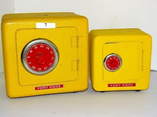 Lot Of 2 Yellow Fort Knox Banks