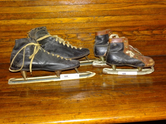 2 Pair Antique Ice Skates