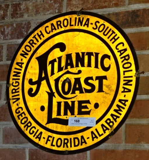 Atlantic Coast Line RR Sign 17 1/2"Dia