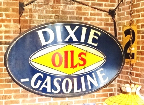 Dixie Oils Gasoline Porcelain Sign