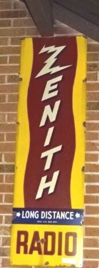 Zenith Radio Porcelain Sign 19" X 61"