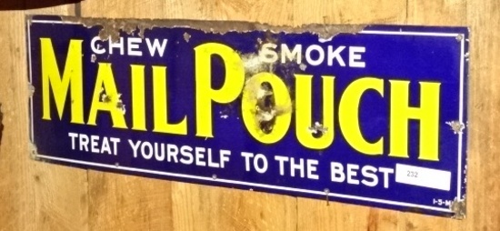 Mail Pouch Porcelain Sign 11"X35"