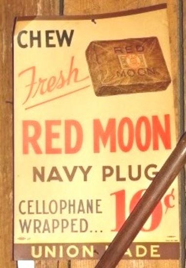 Red Moon Navy Plug Tobacco Sign Card Stock