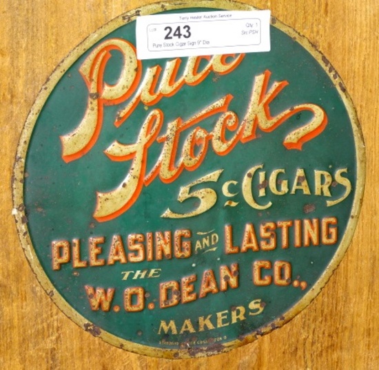 Pure Stock Cigar Sign 9" Dia