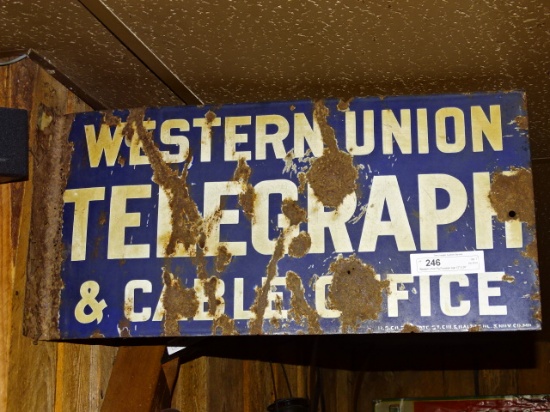 Western Union Flg Porcelain sign 12" X 24"