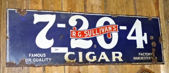 7-20-4 RG sullivan Cigar Sign Porcelain 12"X36"