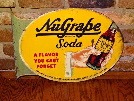 NuGrape Porcelain Flange Sign Doub