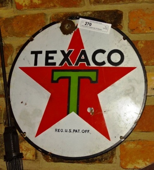 Round Texaco Porcelain Sign 15" Diameter