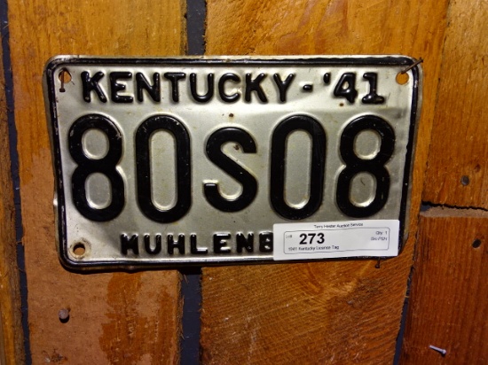 1941 Kentucky License Tag
