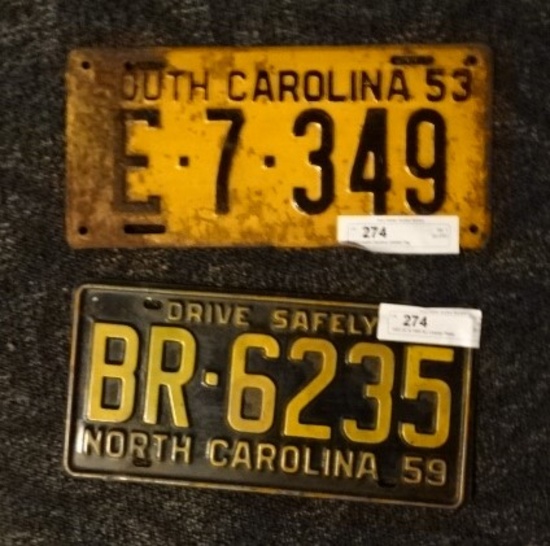1953 SC & 1959 NC License Plates