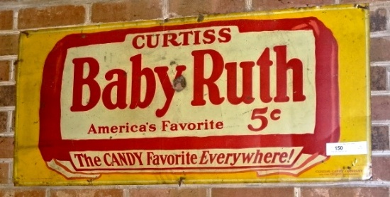 Antique Baby Ruth Metal Litho Sign 35"L x 16"H