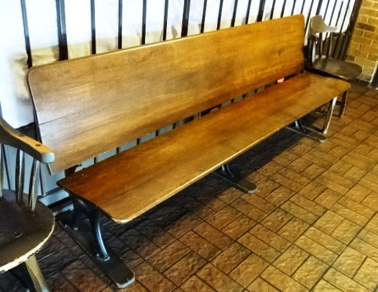 Antique Wooden Bench with Cast Iron Legs