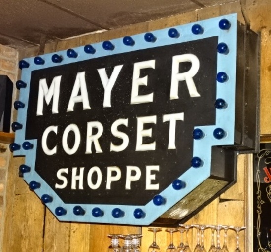 Large Double Sided Sign " Mayer Corset Shop"