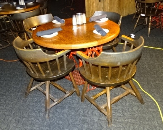 37" Diameter Oak Table & 4 Chairs