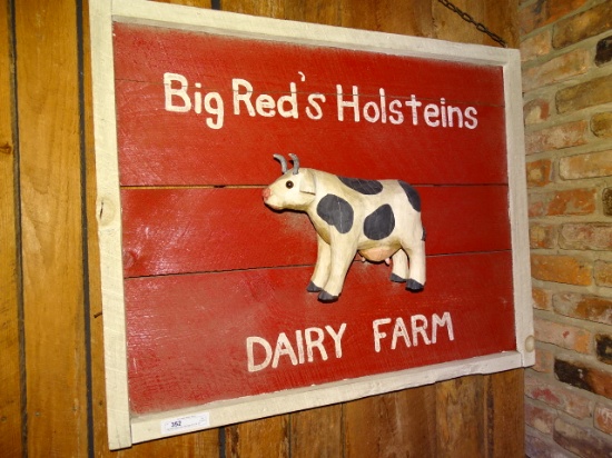 Big Red Holsten Dairy Farm Sign 32" X 39 1/2"
