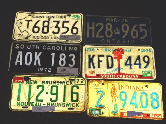 Lot of six 1970's Licence Plates