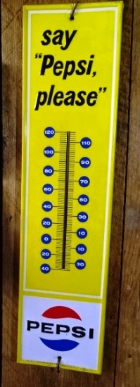 Pepsi Cola Thermometer 28" x 7"