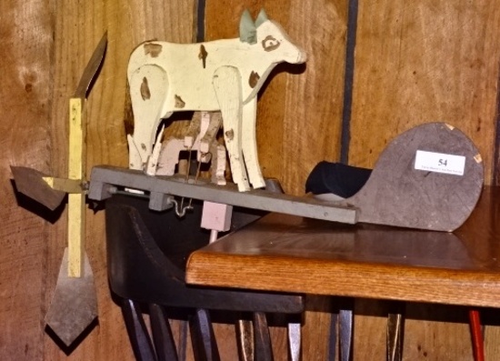 Man Milking Cow Weathervane
