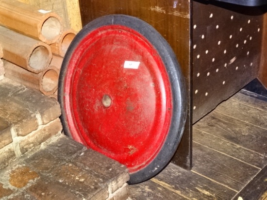 Large Red Rubber Tired Wheel