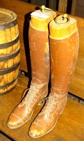 Leather Riding Boots with Stretchers